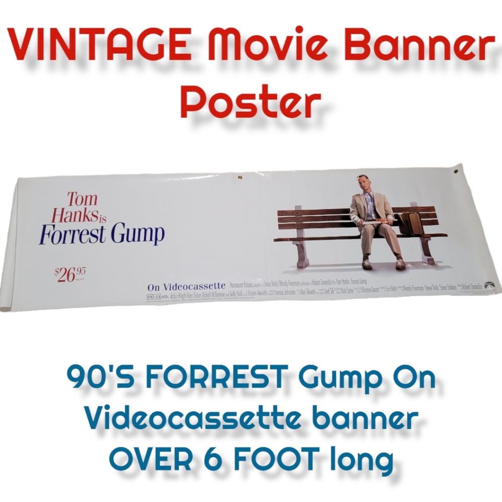 VINTAGE 90's Forrest Gump 6 foot movie banner poster videocassette collectible